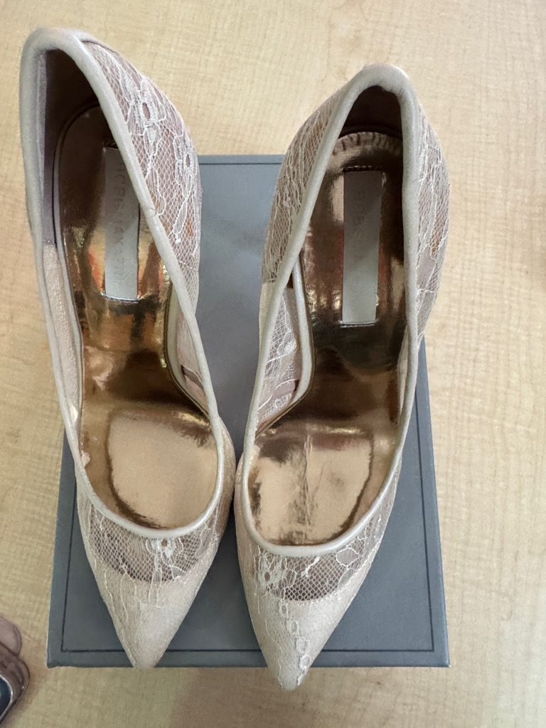 Bcbgmaxazria Lace Pointed-Toe Pumps In Beige